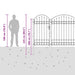 Poartă pentru Gard cu Vârf Arcuit Gri 400 x 125 cm Oțel - WALTI WALTI