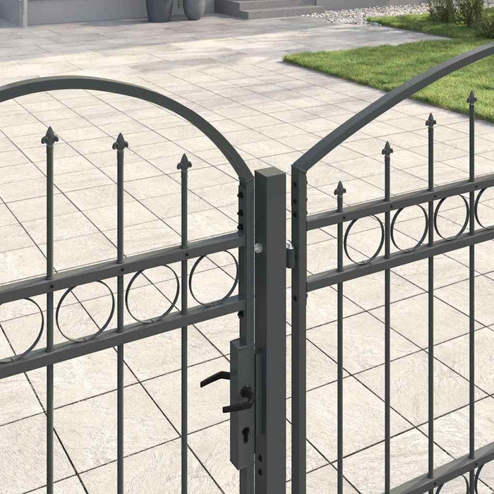 Poartă pentru Gard cu Vârf Arcuit Gri 500 x 75 cm Oțel - WALTI WALTI