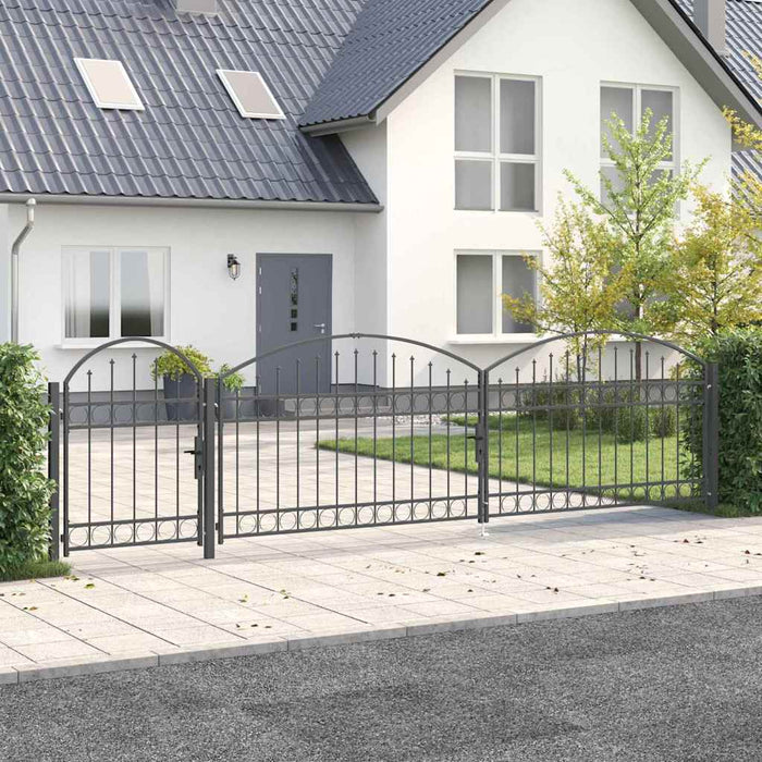 Poartă pentru Gard cu Vârf Arcuit Gri 500 x 75 cm Oțel - WALTI WALTI