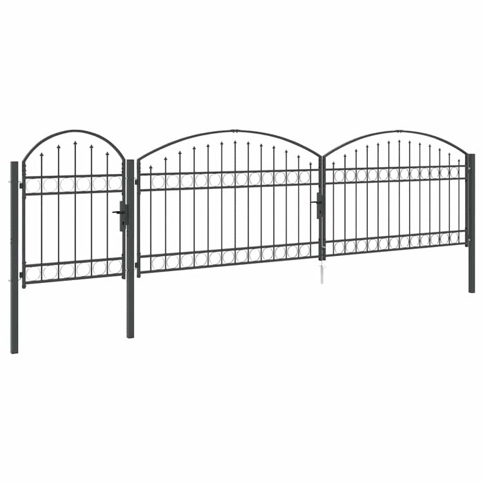 Poartă pentru Gard cu Vârf Arcuit Gri 500 x 75 cm Oțel - WALTI WALTI