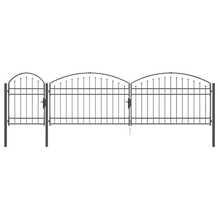 Poartă pentru Gard cu Vârf Arcuit Gri 500 x 75 cm Oțel - WALTI WALTI