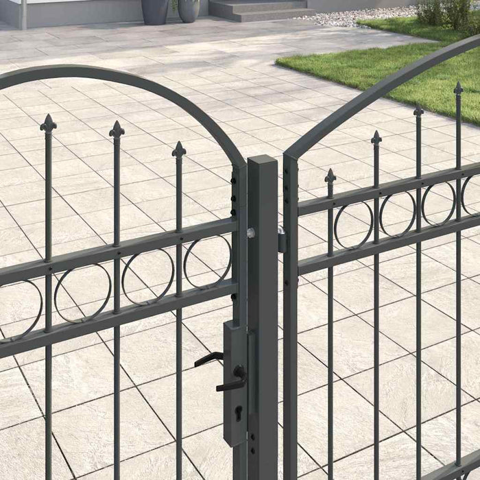 Poartă pentru Gard cu Vârf Arcuit Gri 500 x 100 cm Oțel - WALTI WALTI