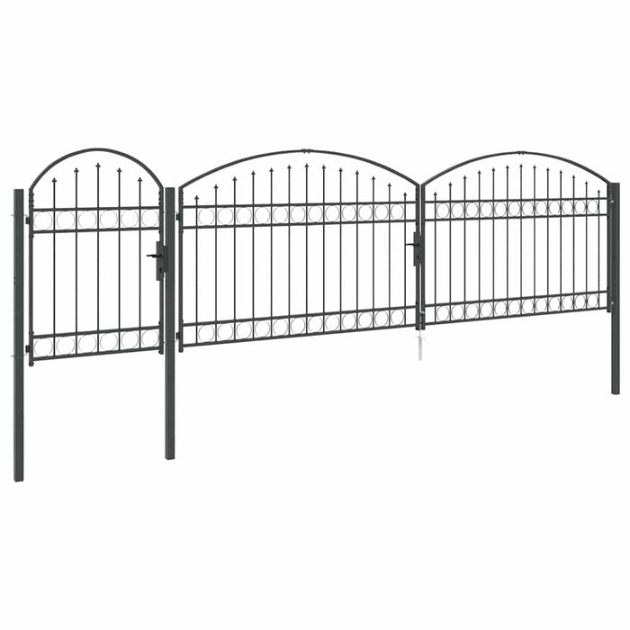 Poartă pentru Gard cu Vârf Arcuit Gri 500 x 100 cm Oțel - WALTI WALTI