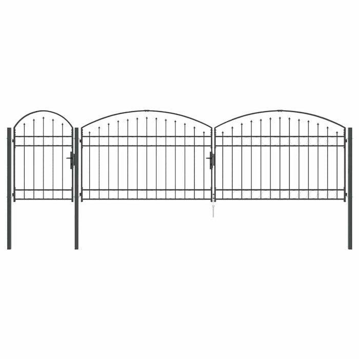 Poartă pentru Gard cu Vârf Arcuit Gri 500 x 100 cm Oțel - WALTI WALTI