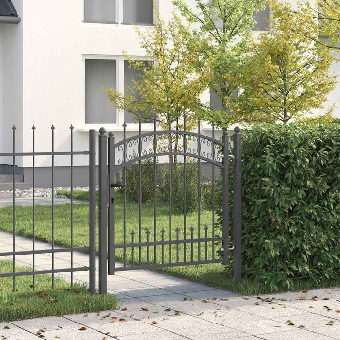 Poartă din Gard cu Vârf de Lancă Gri 103 x 100 cm Oțel - WALTI WALTI