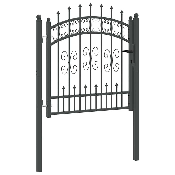 Poartă din Gard cu Vârf de Lancă Gri 103 x 100 cm Oțel - WALTI WALTI