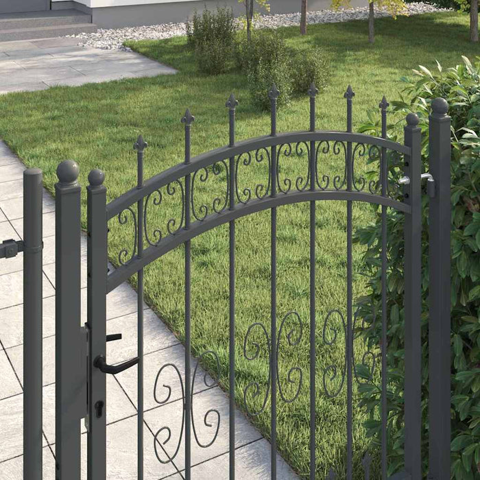 Poartă din Gard cu Vârf de Lancă Gri 103 x 175 cm Oțel - WALTI WALTI