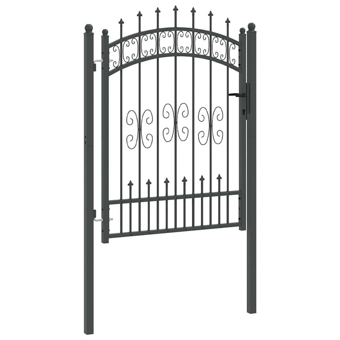Poartă din Gard cu Vârf de Lancă Gri 103 x 175 cm Oțel - WALTI WALTI