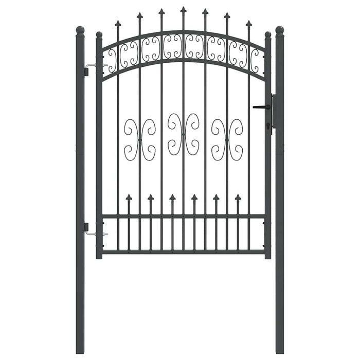 Poartă din Gard cu Vârf de Lancă Gri 103 x 175 cm Oțel - WALTI WALTI