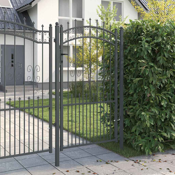Poartă din Gard cu Vârf de Lancă Gri 103 x 175 cm Oțel - WALTI WALTI