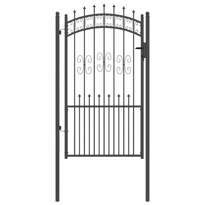 Poartă din Gard cu Vârf de Lancă Gri 103 x 175 cm Oțel - WALTI WALTI