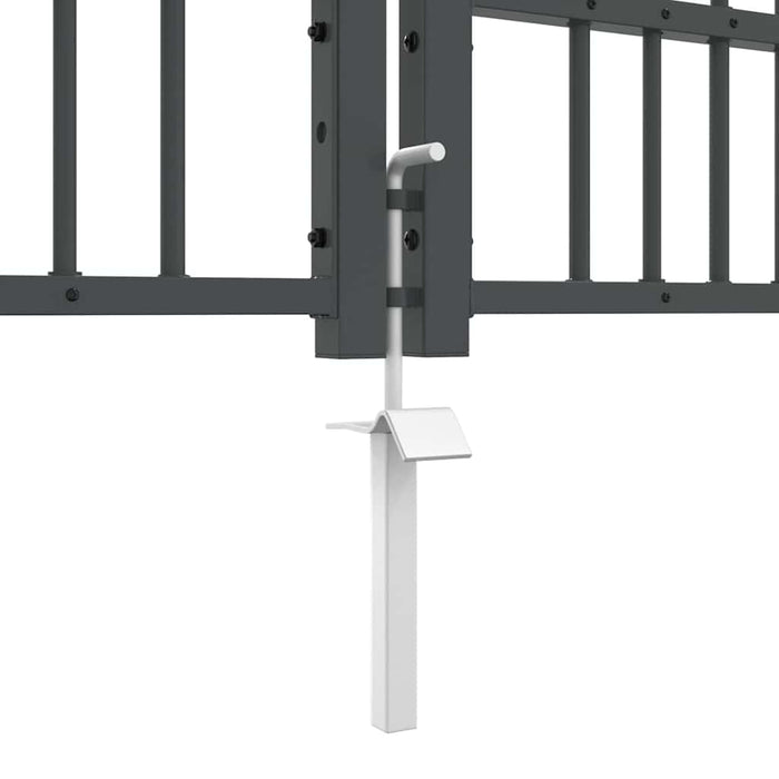 Poartă din Gard cu Vârf de Lancă Gri 305 x 125 cm Oțel - WALTI WALTI