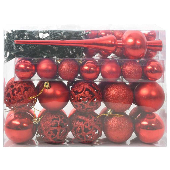 Set de Globuri de Crăciun cu 150 LED 61 pcs Roșu Plastic - WALTI WALTI