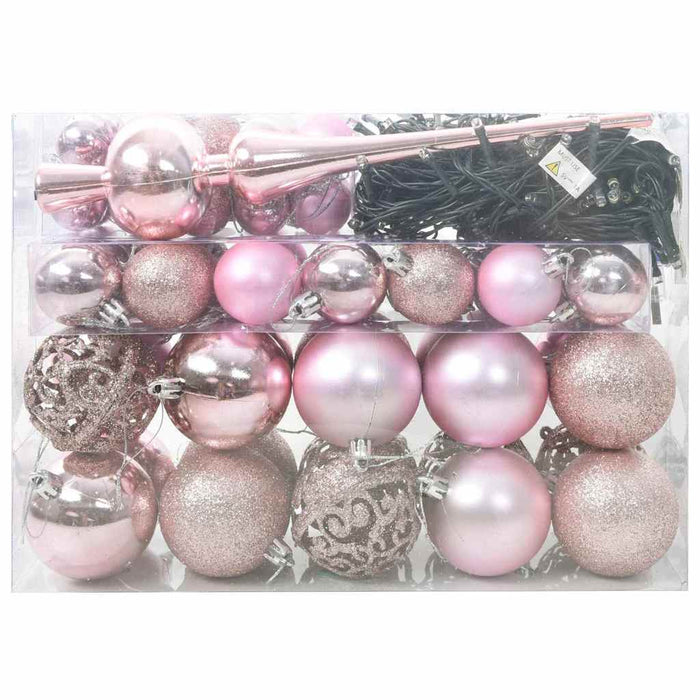 Set de Globuri de Crăciun cu 150 LED 61 pcs Roz Plastic - WALTI WALTI