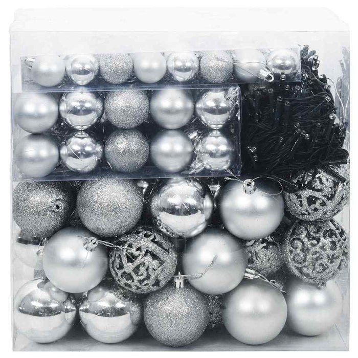 Set de Globuri de Crăciun cu 300 LED 120 pcs Argintiu Plastic - WALTI WALTI