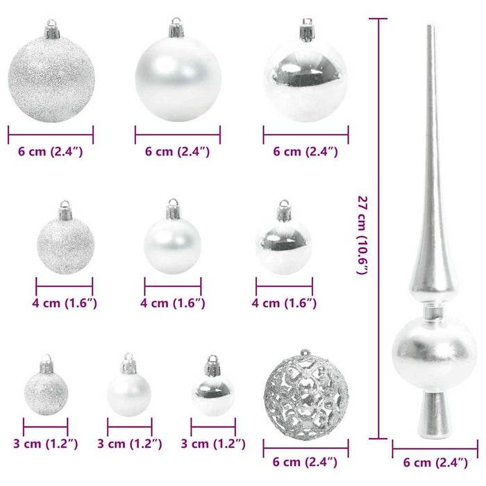 Set de Globuri de Crăciun cu 300 LED 120 pcs Argintiu Plastic - WALTI WALTI