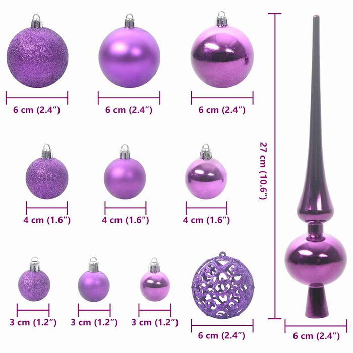 Set de Globuri de Crăciun cu 150 LED 61 pcs Violet Plastic - WALTI WALTI