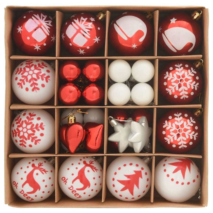 Set de Globuri de Crăciun 40 pcs Roșu și Alb Plastic - WALTI WALTI