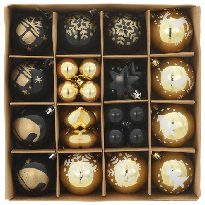 Set de Globuri de Crăciun 40 pcs Negru și Aur Plastic - WALTI WALTI