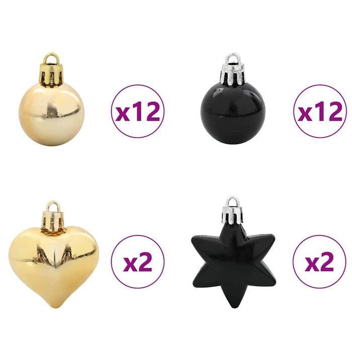 Set de Globuri de Crăciun 40 pcs Negru și Aur Plastic - WALTI WALTI