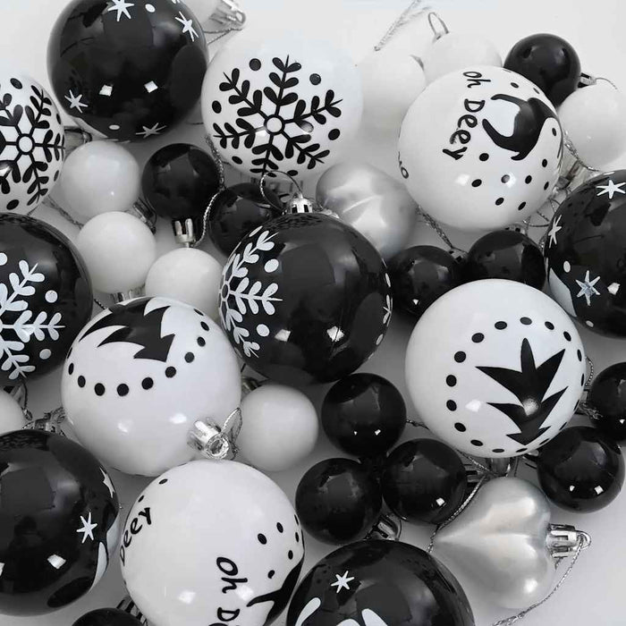 Set de Globuri de Crăciun 40 pcs Negru și Alb Plastic - WALTI WALTI