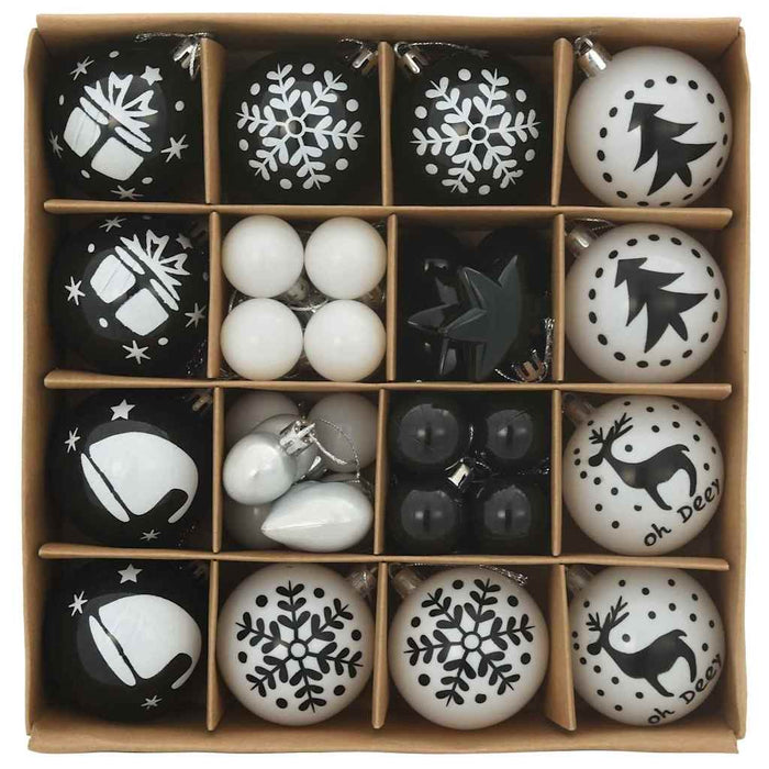 Set de Globuri de Crăciun 40 pcs Negru și Alb Plastic - WALTI WALTI