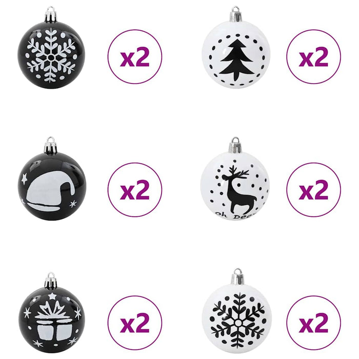 Set de Globuri de Crăciun 40 pcs Negru și Alb Plastic - WALTI WALTI