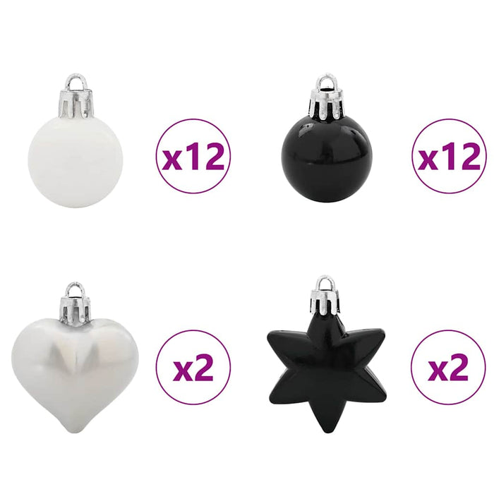 Set de Globuri de Crăciun 40 pcs Negru și Alb Plastic - WALTI WALTI