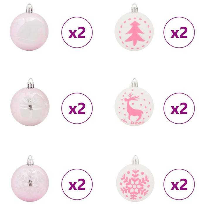Set de Globuri de Crăciun 40 pcs Alb și roz Plastic - WALTI WALTI