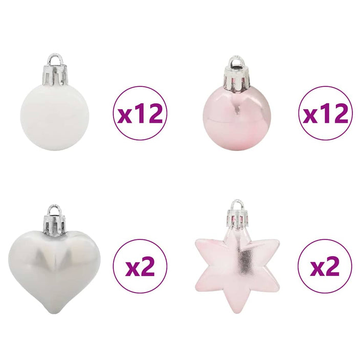 Set de Globuri de Crăciun 40 pcs Alb și roz Plastic - WALTI WALTI
