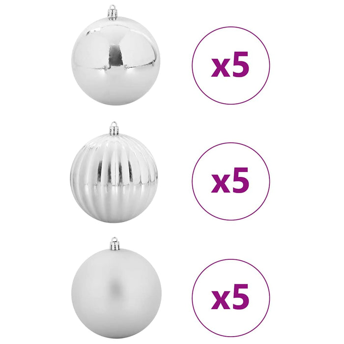 Set de Globuri de Crăciun 15 pcs Argintiu - WALTI WALTI