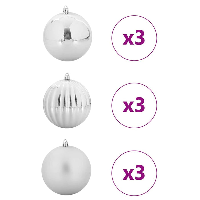 Set de Globuri de Crăciun XL 9 pcs Argintiu Plastic - WALTI WALTI