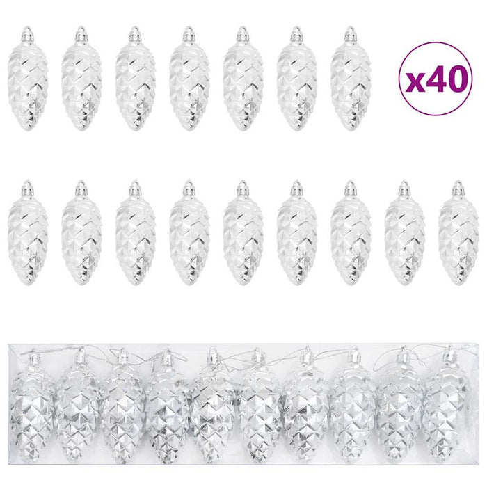 Minge din con de brad de Crăciun 40 pcs Argintiu Plastic - WALTI WALTI