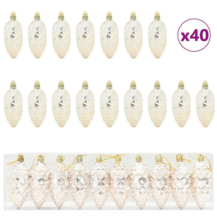 Minge din con de brad de Crăciun 40 pcs Șampanie Plastic - WALTI WALTI