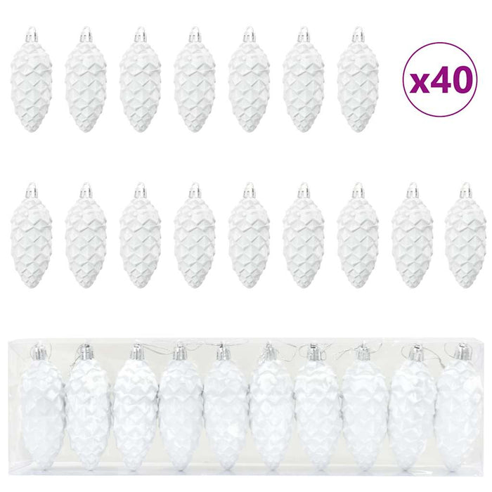 Minge din con de brad de Crăciun 40 pcs Alb Plastic - WALTI WALTI