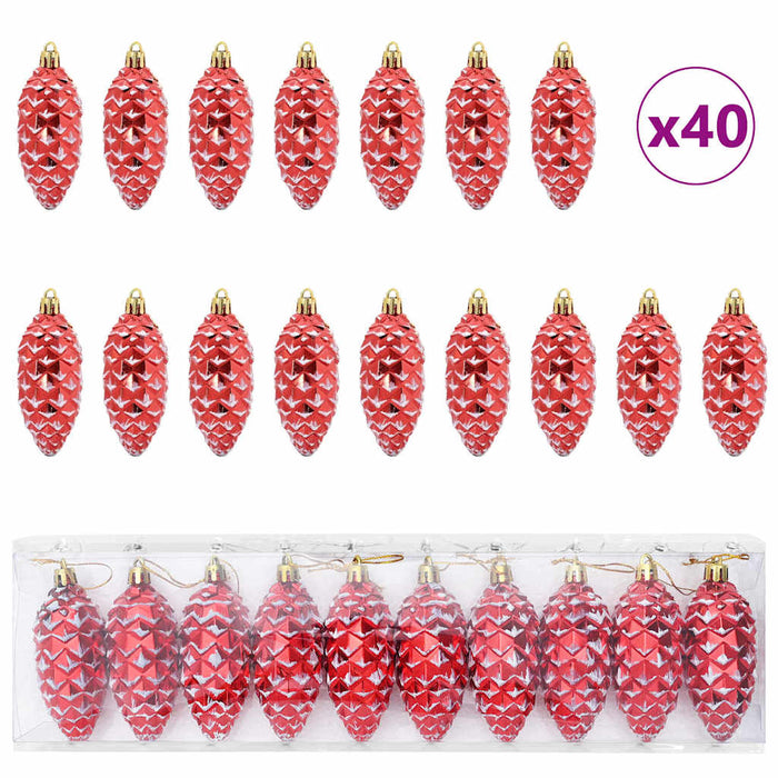 Minge din con de brad de Crăciun 40 pcs Roșu Plastic - WALTI WALTI