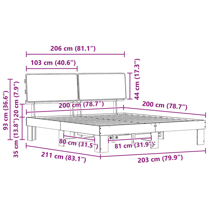 Cadru de pat cu tăblie tapițată Gri închis 200 x 200 cm - WALTI WALTI