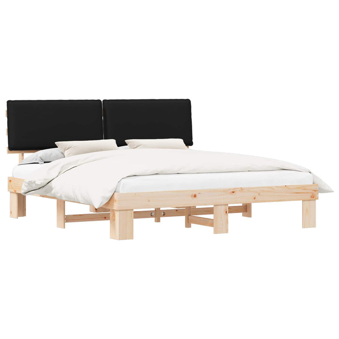 Cadru de pat cu tăblie tapițată cu headboard Negru 180 x 200 cm - WALTI WALTI