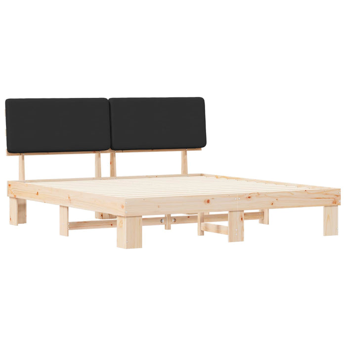 Cadru de pat cu tăblie tapițată cu headboard Negru 200 x 200 cm - WALTI WALTI