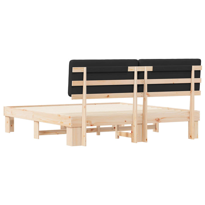 Cadru de pat cu tăblie tapițată cu headboard Negru 200 x 200 cm - WALTI WALTI