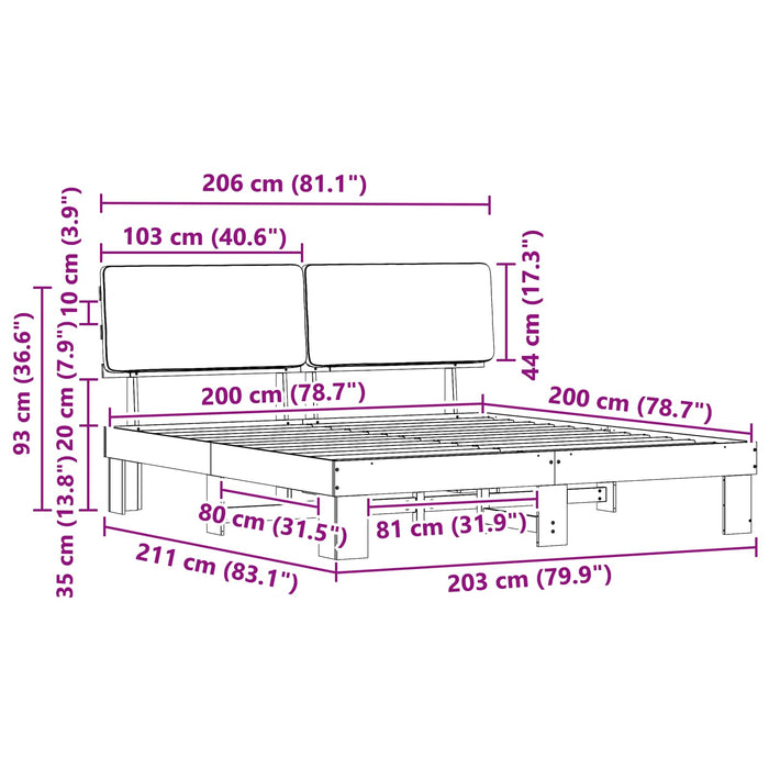Cadru de pat cu tăblie tapițată Gri deschis 200 x 200 cm - WALTI WALTI
