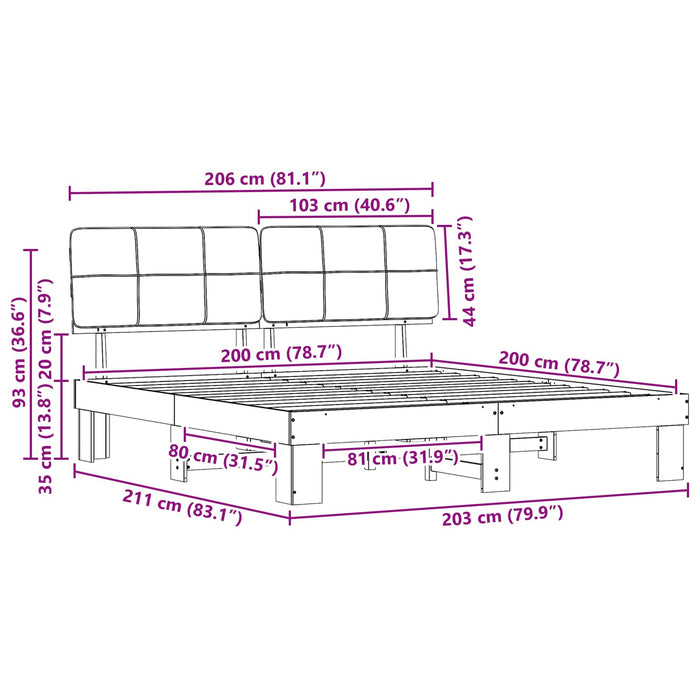 Cadru de pat cu tăblie tapițată Gri închis 200 x 200 cm - WALTI WALTI