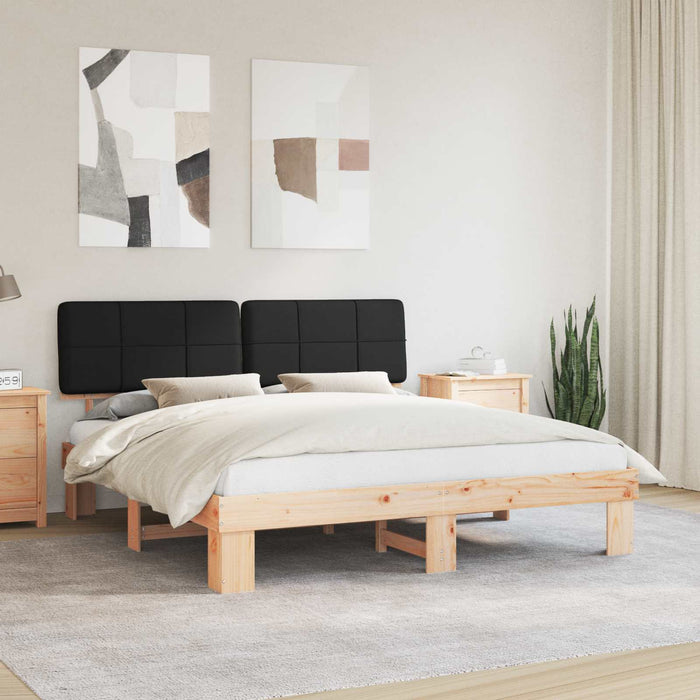Cadru de pat cu tăblie tapițată cu headboard Negru 200 x 200 cm - WALTI WALTI