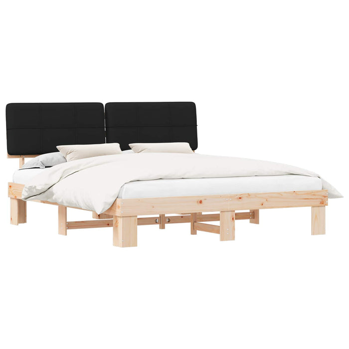 Cadru de pat cu tăblie tapițată cu headboard Negru 200 x 200 cm - WALTI WALTI