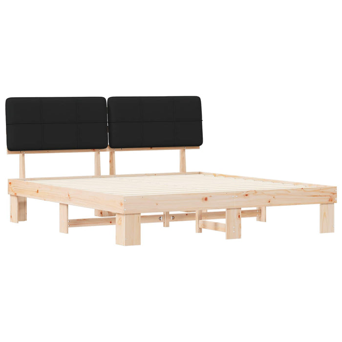 Cadru de pat cu tăblie tapițată cu headboard Negru 200 x 200 cm - WALTI WALTI