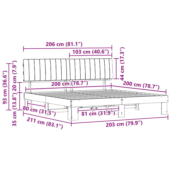 Cadru de pat cu tăblie tapițată Gri închis 200 x 200 cm - WALTI WALTI