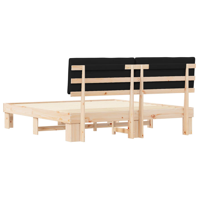 Cadru de pat cu tăblie tapițată cu headboard Negru 180 x 200 cm - WALTI WALTI