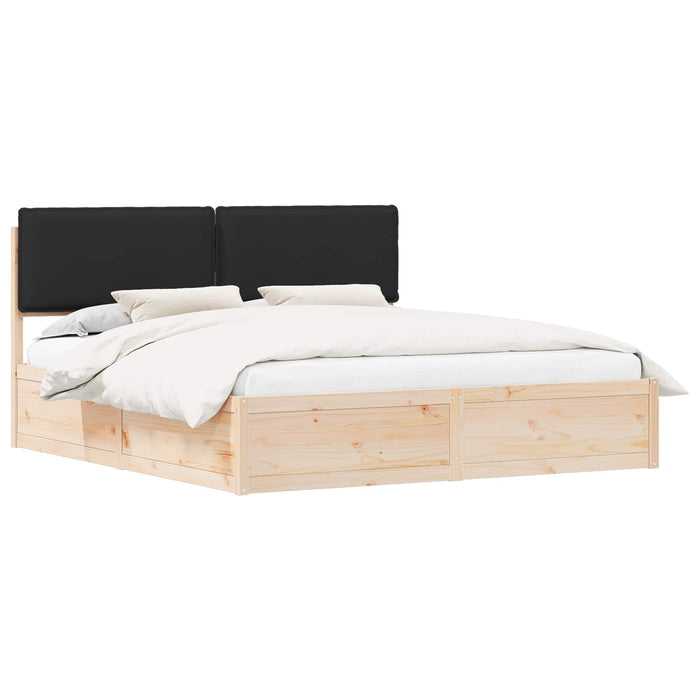 Cadru de pat cu tăblie tapițată cu headboard Negru 180 x 200 cm - WALTI WALTI