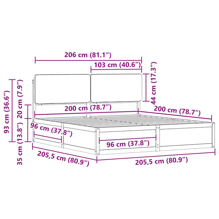 Cadru de pat cu tăblie tapițată Gri deschis 200 x 200 cm - WALTI WALTI