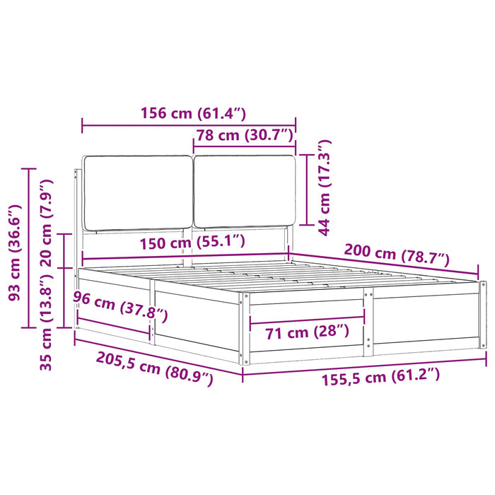 Cadru de pat cu tăblie tapițată Gri deschis 150 x 200 cm - WALTI WALTI